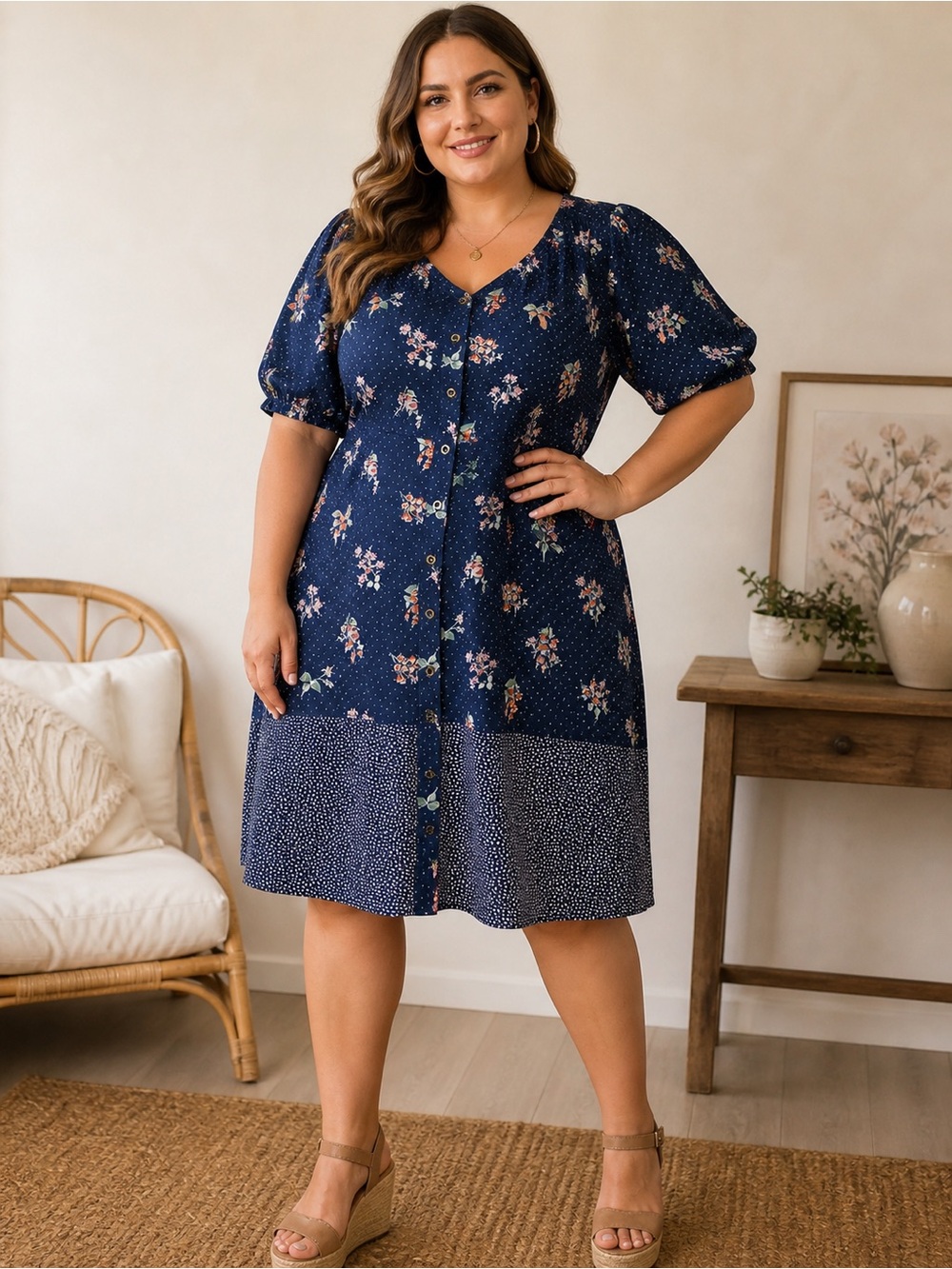 Ophelia Roe Cottagecore Prairie Dress Smocked Puff Sleeve Floral Feminine Boho